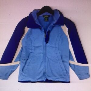 Blue and White Zip-Up Jacket